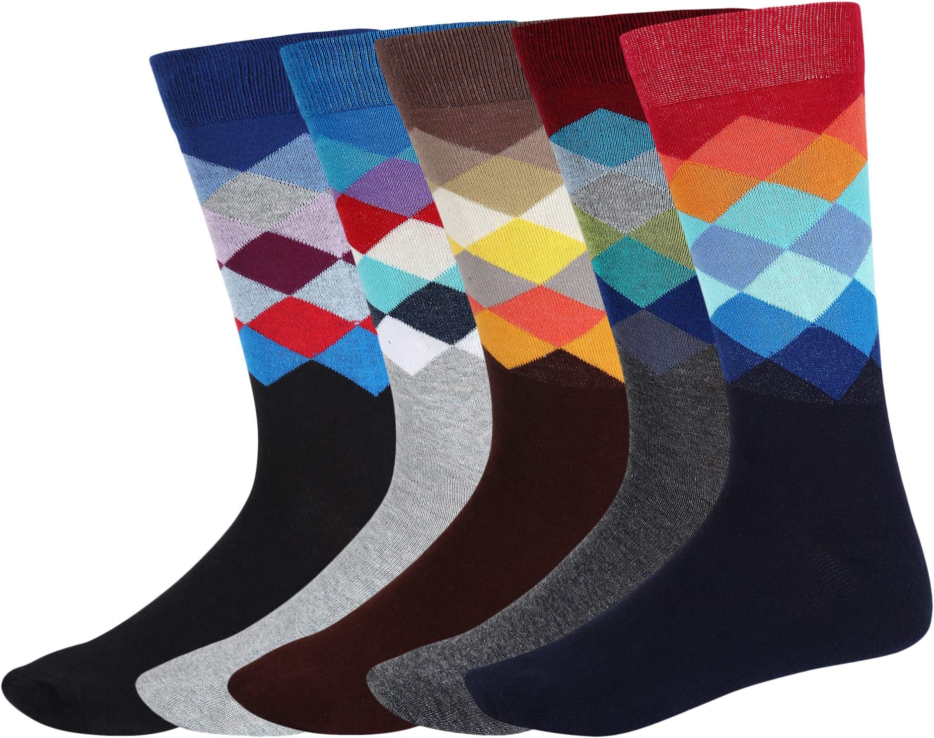 Men's Calf Length Cotton Socks (Pack of 5) (SCS-FL-03_Multicolored)