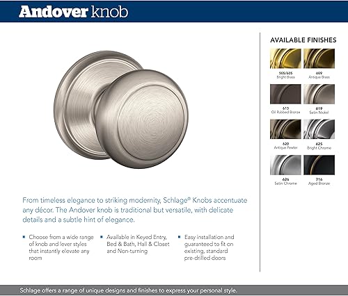 Miniatura 6 de Schlage F10AND619ADD Picaporte para puerta Andover Addison Collection