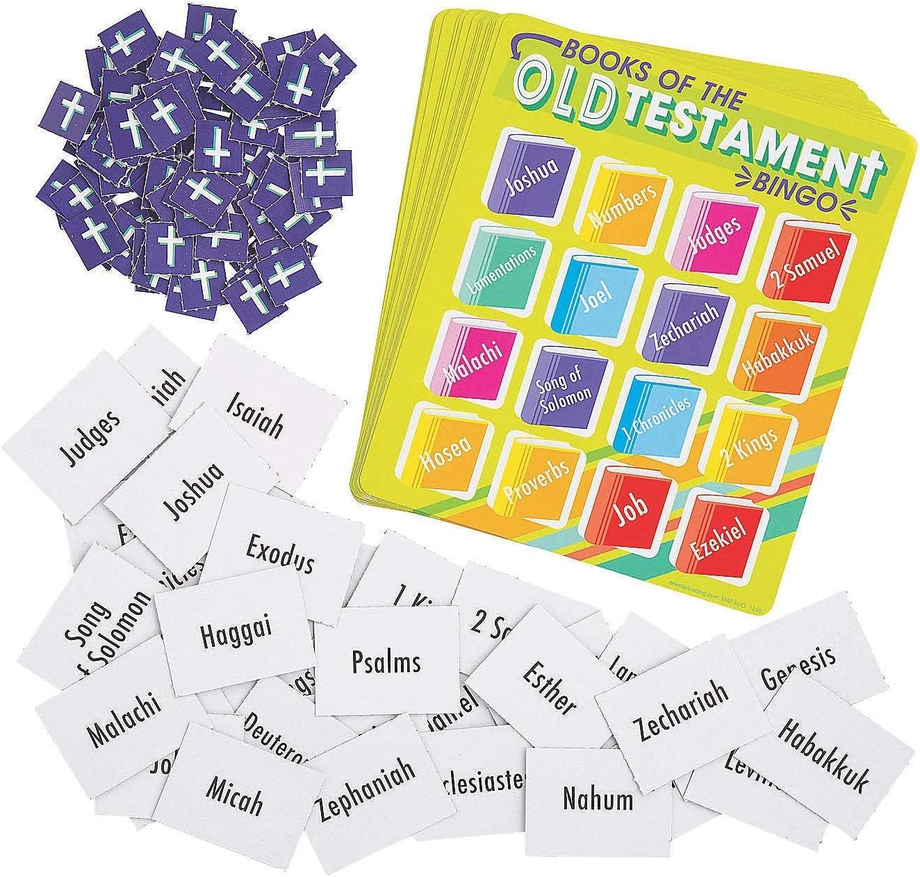 HAPPY DEALS ~Books of The Bible Bingo Game | for 16 Players | VBS Sunday School Religious Game for Kids