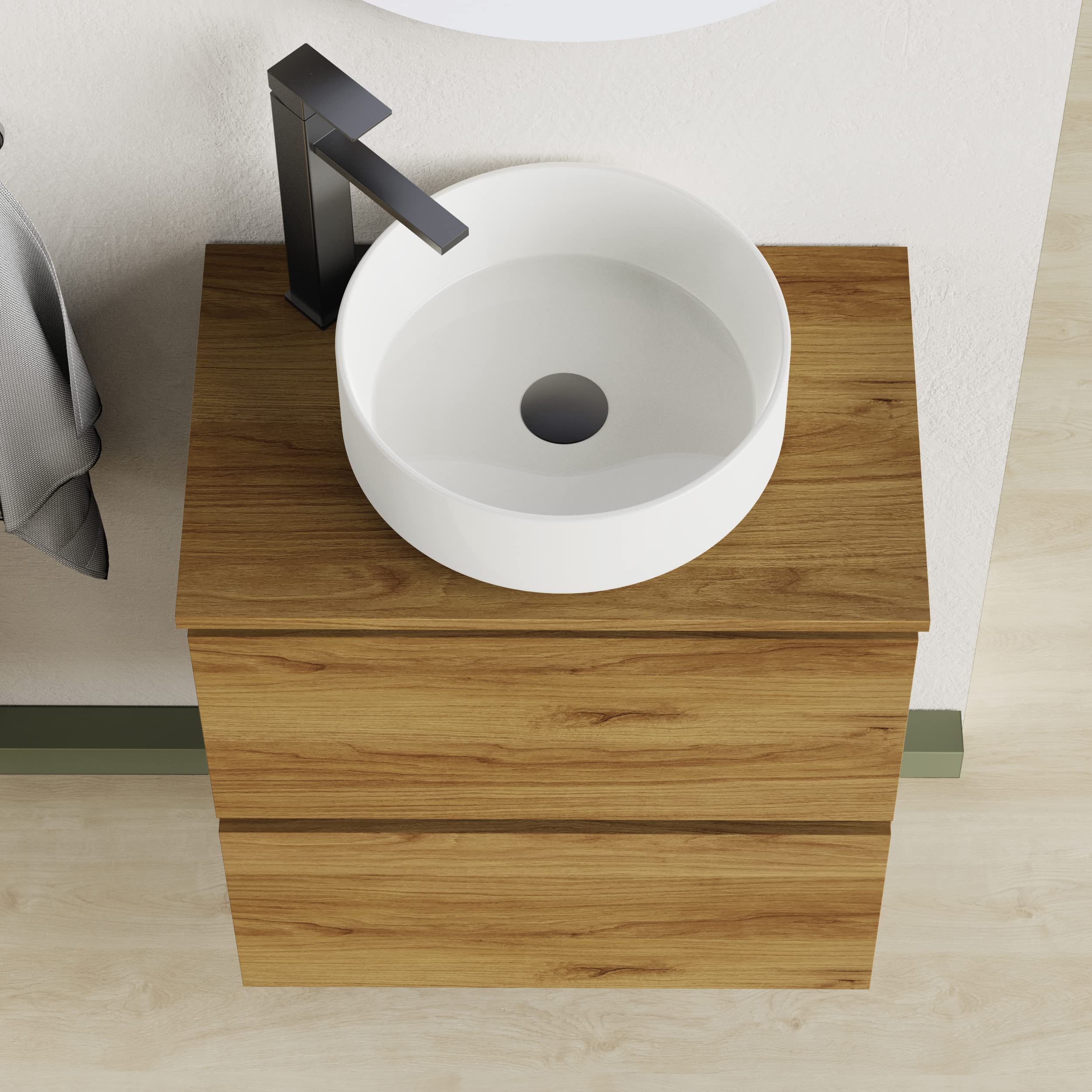 Baikal Mueble de Baño Deva. Mueble Suspendido en Pared Incluye Lavabo cerámico. Disponible en Fondo 39cm y 46cm. Mueble MONTADO.