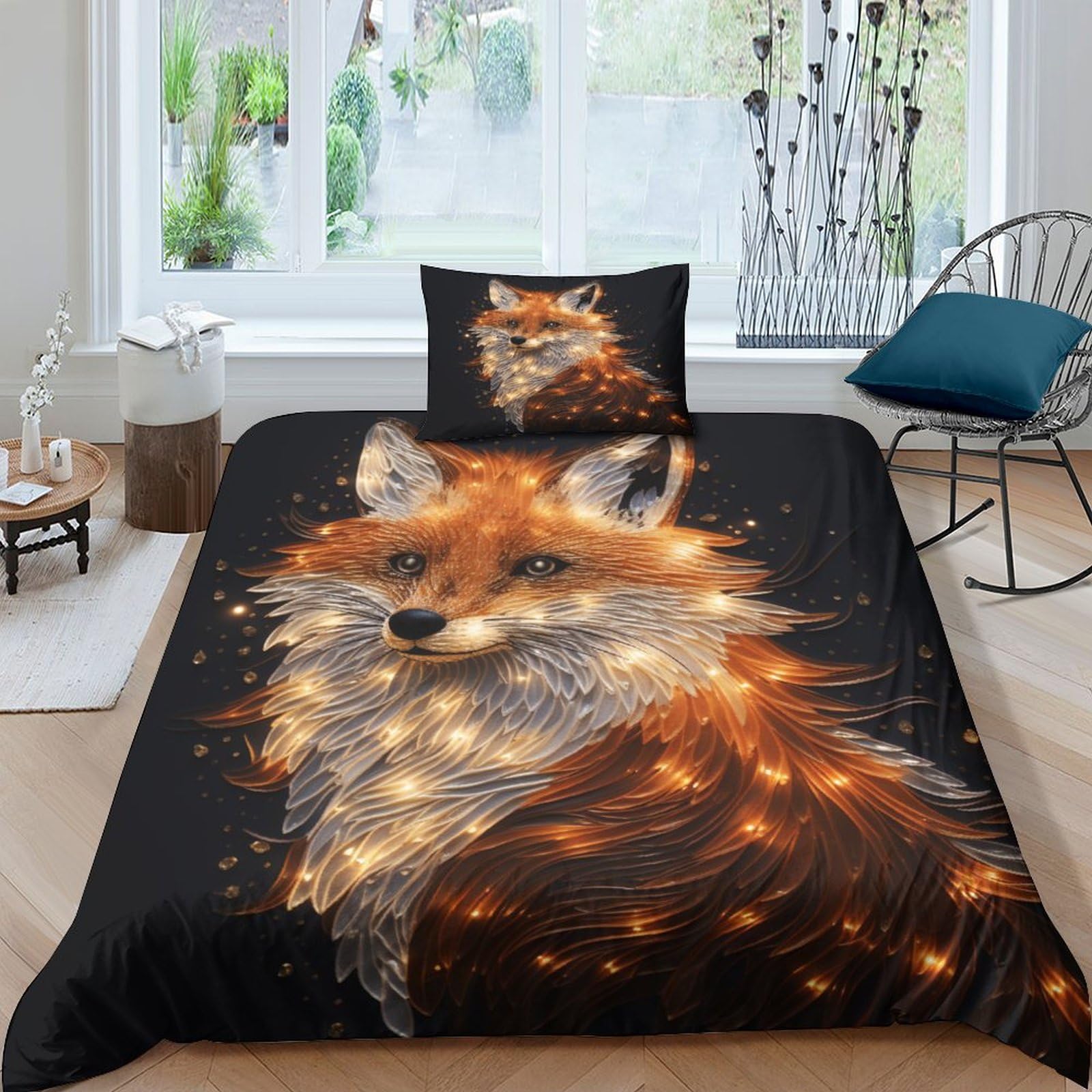 Housse de couette renard imprimée en 3D avec fermeture éclair invisible