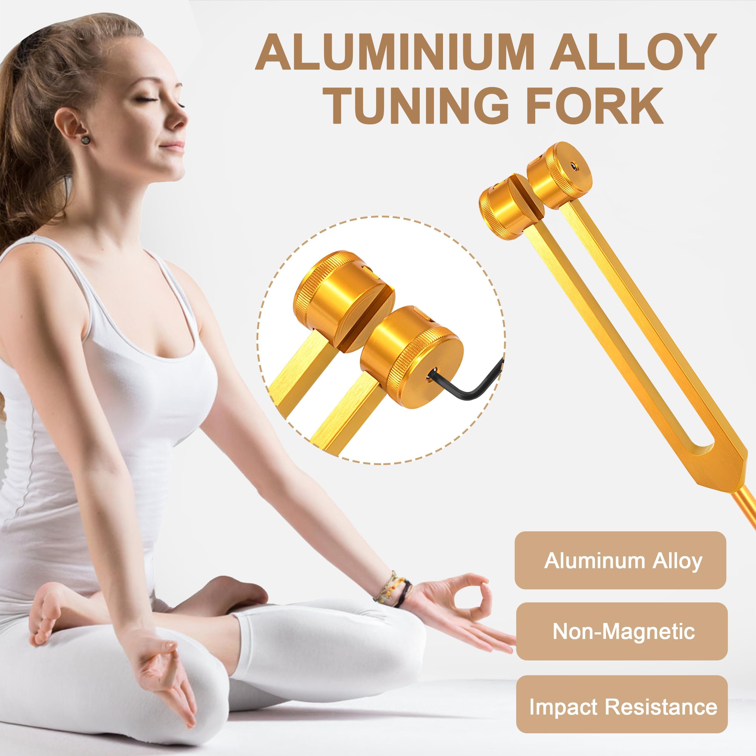 Tuning Fork 128 Hz,Hammer Sound Healing Therapy Tool Set including Silicone Hammer and Bag Aluminium Alloy Tuning Forks for Healing for Sound Healing Meditation Immune System - Image 3