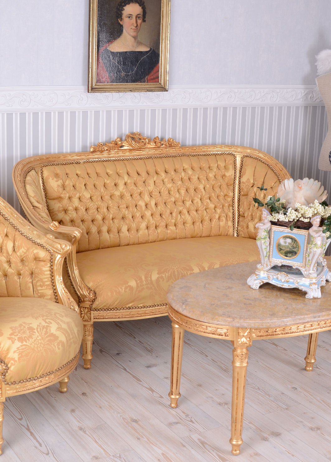 JVmoebel Wohnzimmer-Set Sofa Set Barock Rokoko Möbel Wohnzimmer
