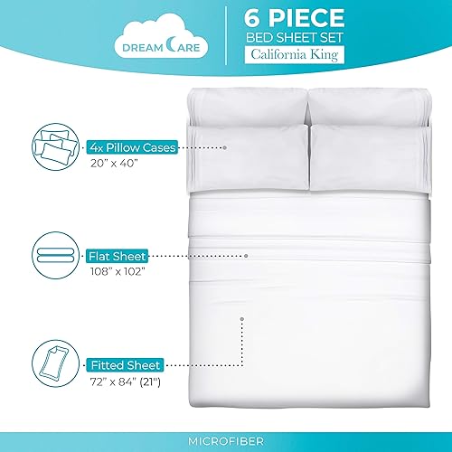 Miniatura 4 de DREAMCARE - Juego de sábanas y fundas de almohada, 6 piezas, hasta 21 pulgadas, colección 2500 Supreme, suavidad superior, de hotel, resisten las