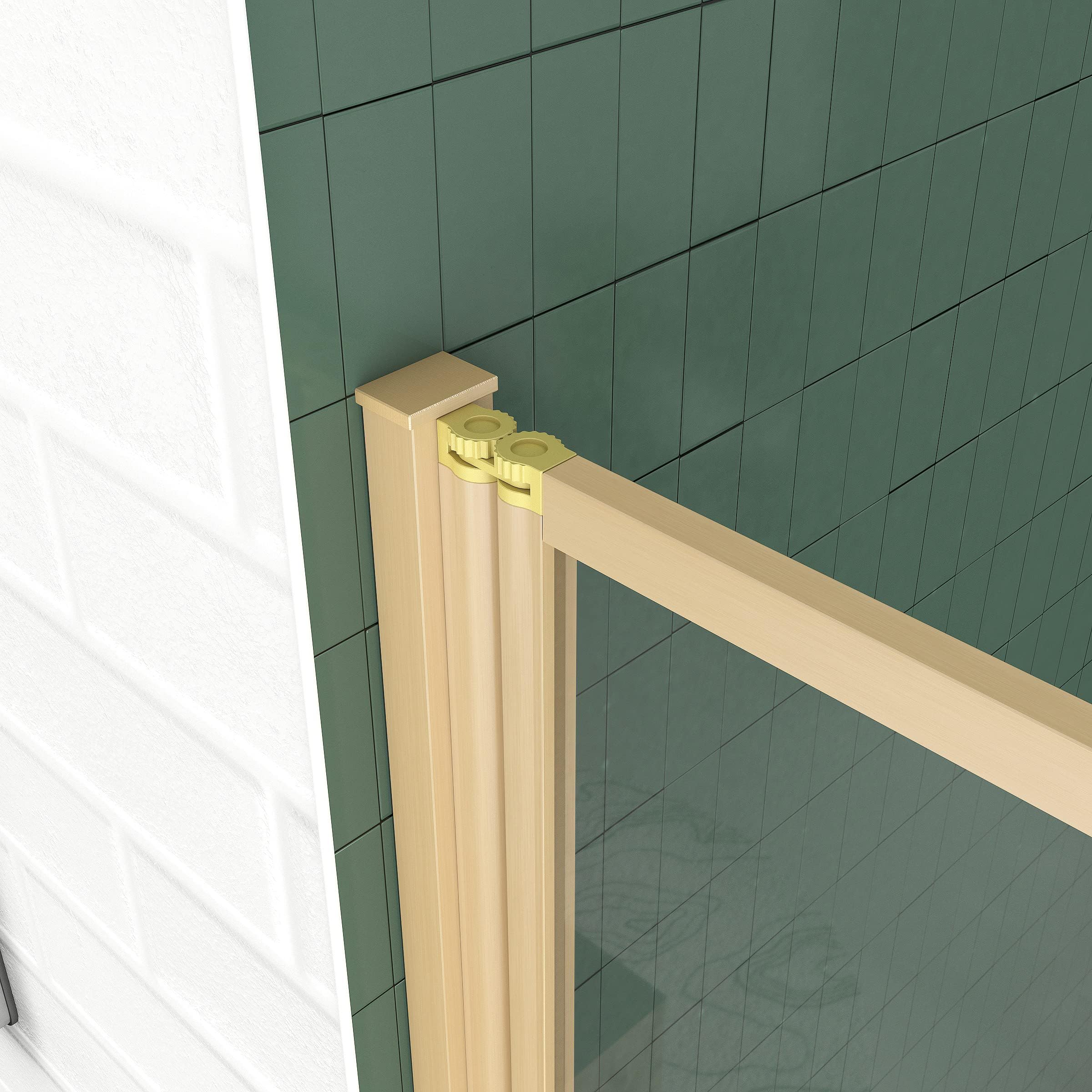 Marwell Parete pieghevole per vasca da bagno double oro, 120 x 70 cm, per vasca da bagno con vetro di sicurezza monolastra da 4 mm, due pareti pieghevoli orientabili, telaio in alluminio di alta