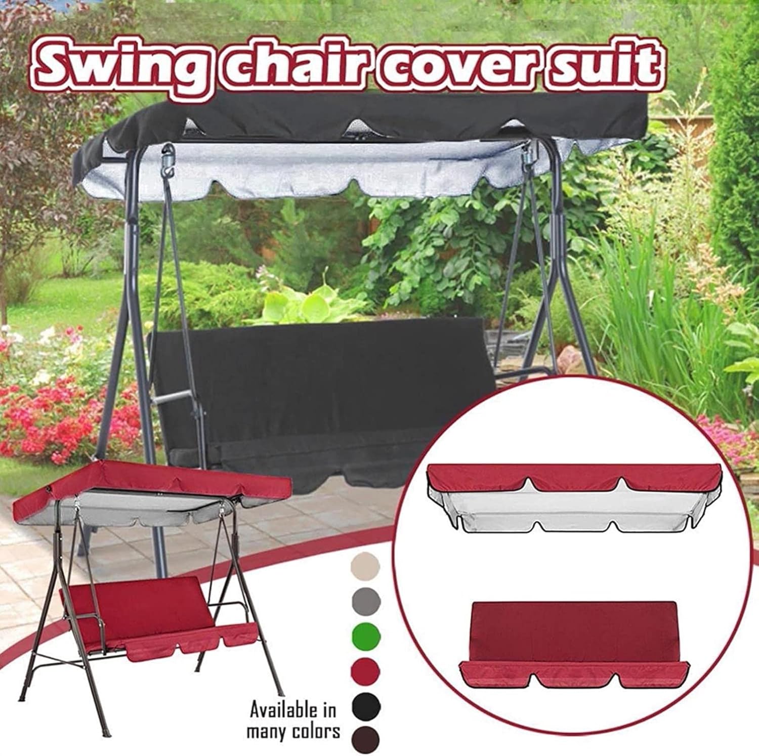 Swing Top Cover Universal Garden Swing Seat Canopy Replacement,Swing Chair Cover Outdoor Waterproof Swing Cover Replacement for Garden Swing Hammock Outdoor