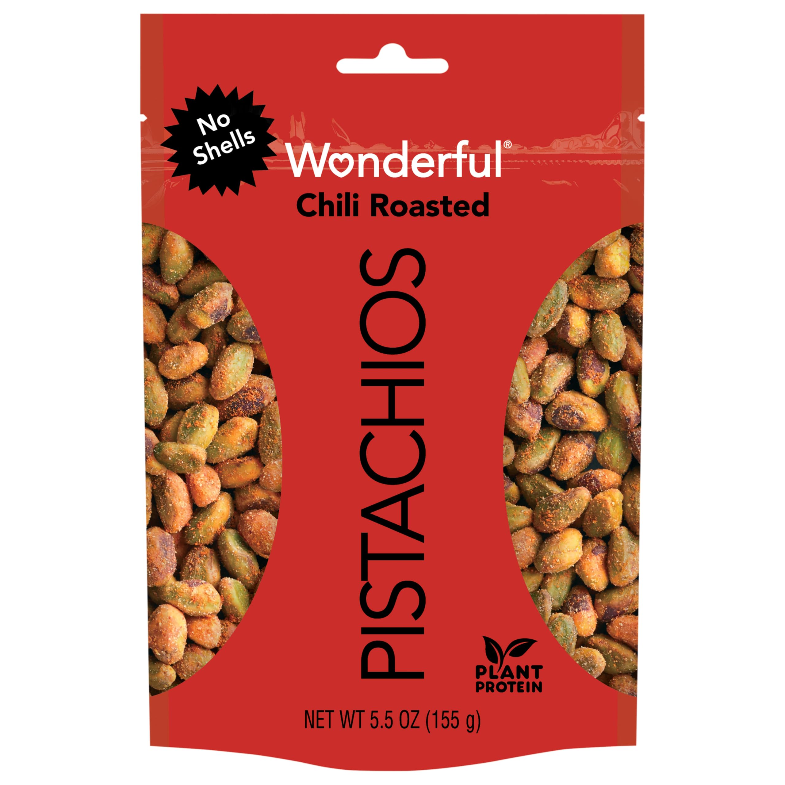 Wonderful Pistachios, No Shells, Chili Roasted Nuts, 5.5oz Resealable Bag