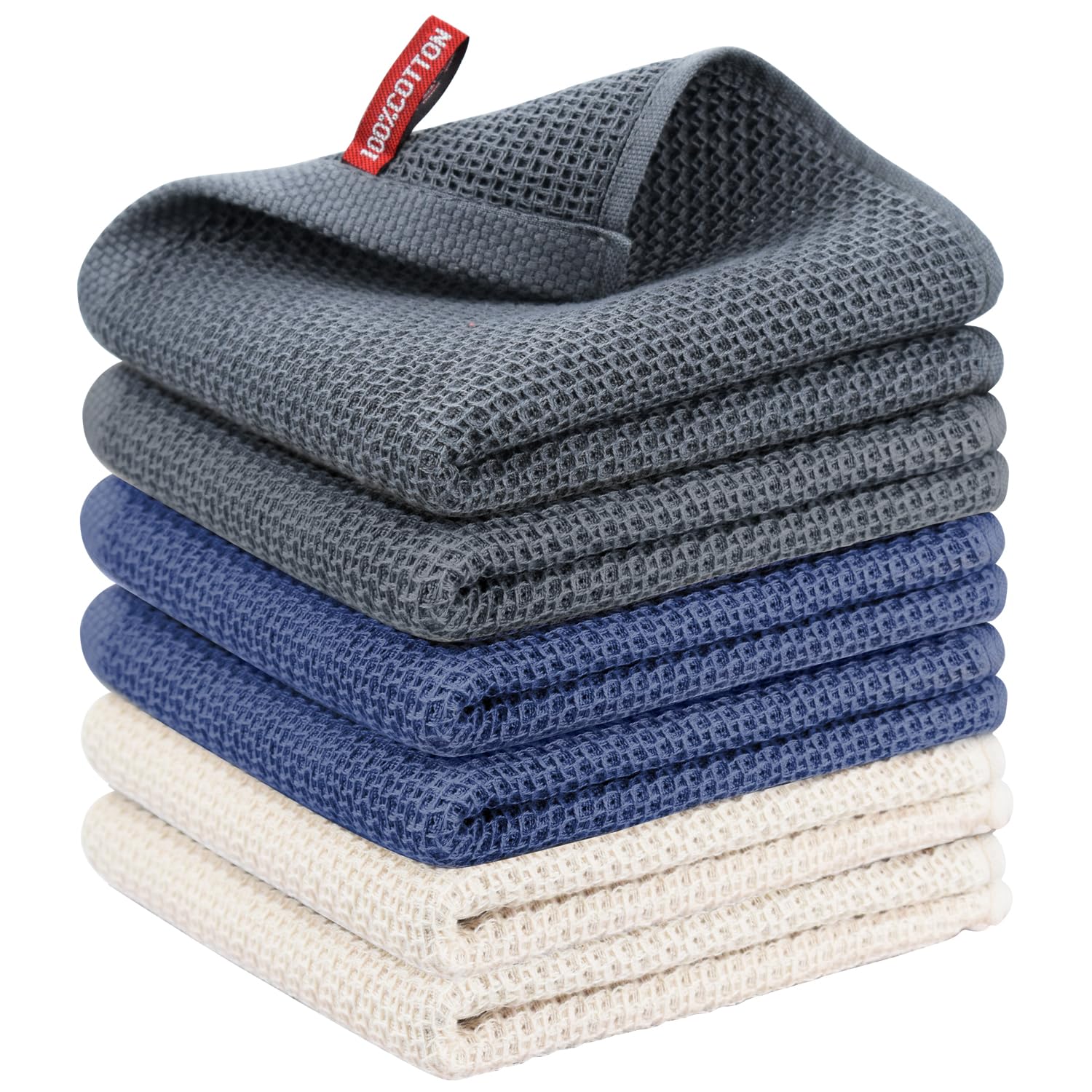 Nialnant Asciugamani da cucina in 100% cotone, strofinacci per lavare i piatti, morbidi e assorbenti, set di asciugamani da cucina e asciugamani, multicolore, 13 x 28-6 pezzi