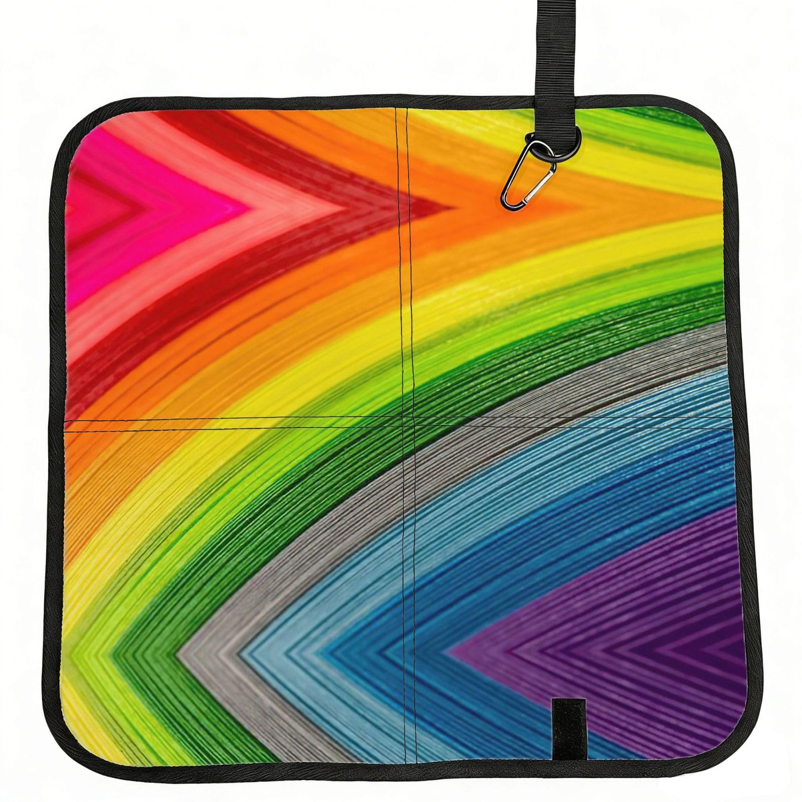 eeprty Rainbow Color stripe Printed Portable Seat Cushion Strap, Foldable Pad for Stadium Bleachers Hiking Travel