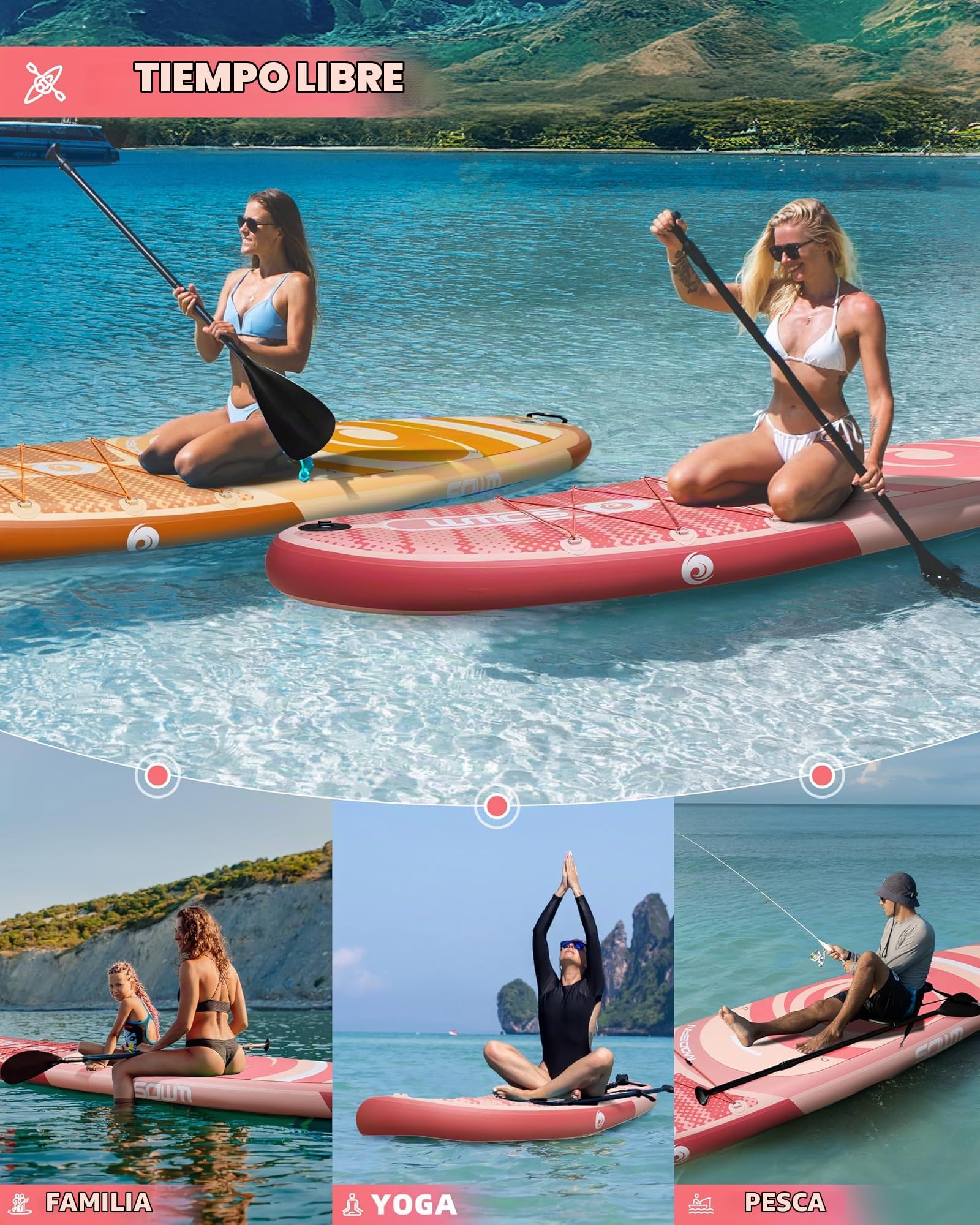 Tabla de Paddle Surf Hinchable 320cm con Accesorios Incluidos de Primera Calidad, Remo Ajustable, Bomba de Mano, Mochila de Transporte. 320 x 84 x 15 cm, Soporta hasta 158Kg