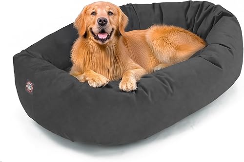 Majestic Pet Cama para perros grandes de 40 pulgadas con mezcla de espuma viscoelástica triturada de gamuza triturada, lavable de 40 x 29 x 9