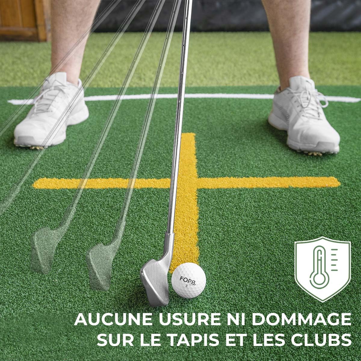 FORB Golf Tapis d'Enseignement [1,5 m x 1,5 m] | Swing, Position et Alignment