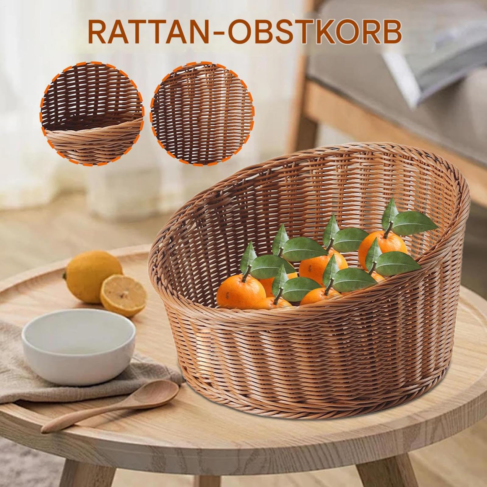 Cesta Para Servir Pan bandeja organizadora portafrutas imitación ratán | Cesta De Mimbre Para Servir Pan Cocina Restaurante Picnic Panadería Desayunador Mesa Comedor