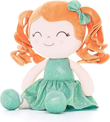 Miniatura 1 de Gloveleya Muñeca Baby Dolls Soft Doll Baby Girl Regalos Pelo Rizado Pit Strip Huella dactilar Puntos Vestido Verde Primavera Niña 12 pulgadas