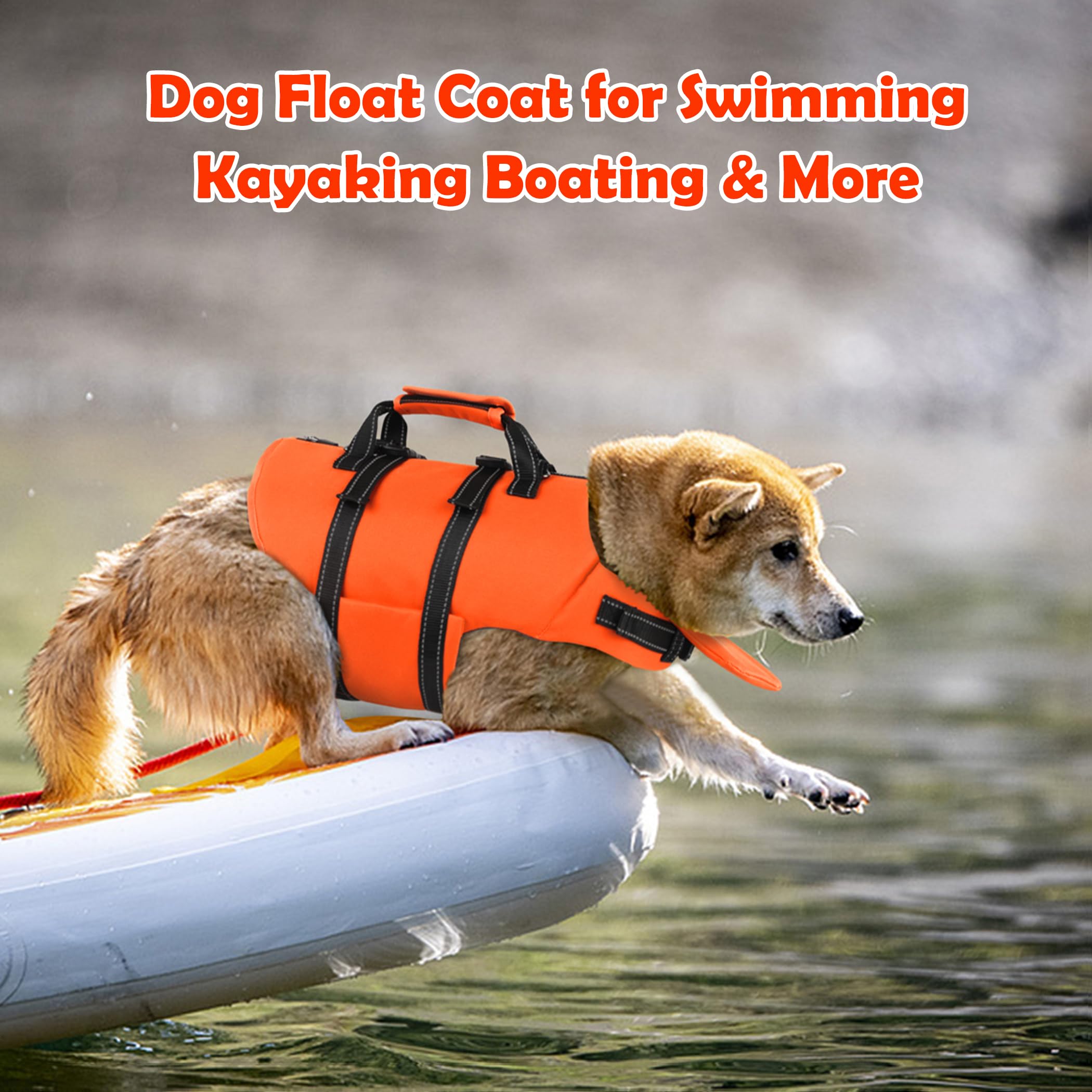 Gilet de sauvetage pour chien avec laisse de 1,2 m, gilet de sauvetage réfléchissant pour animal domestique avec fermeture éclair et poignée pour la natation, le bateau, flottabilité élevée réglable
