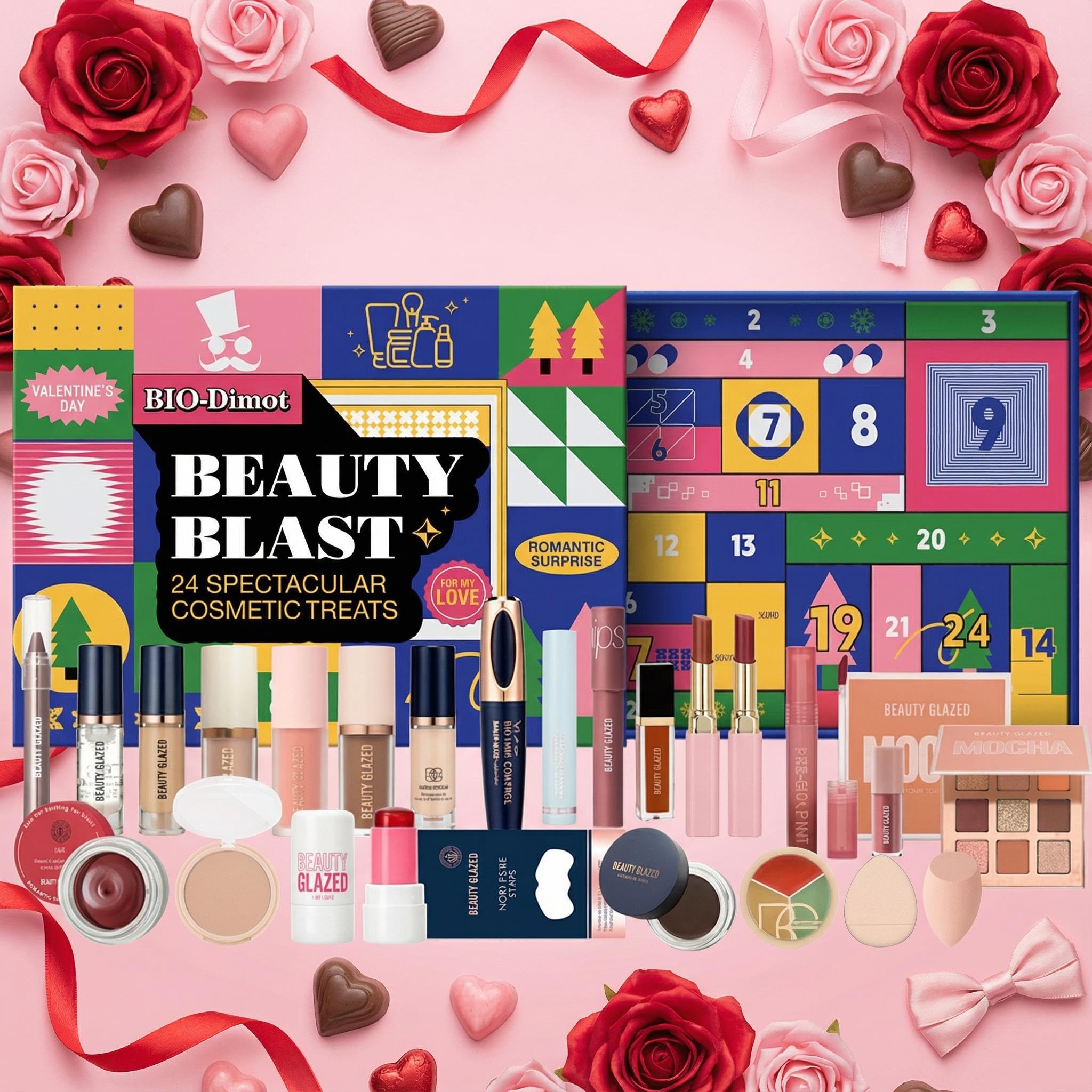 24-teiliges Neujahrs-Schminkset, Kosmetik-Überraschungsset für Frauen und Mädchen, All-in-One-Geschenkset, Kosmetik-Starter-Set