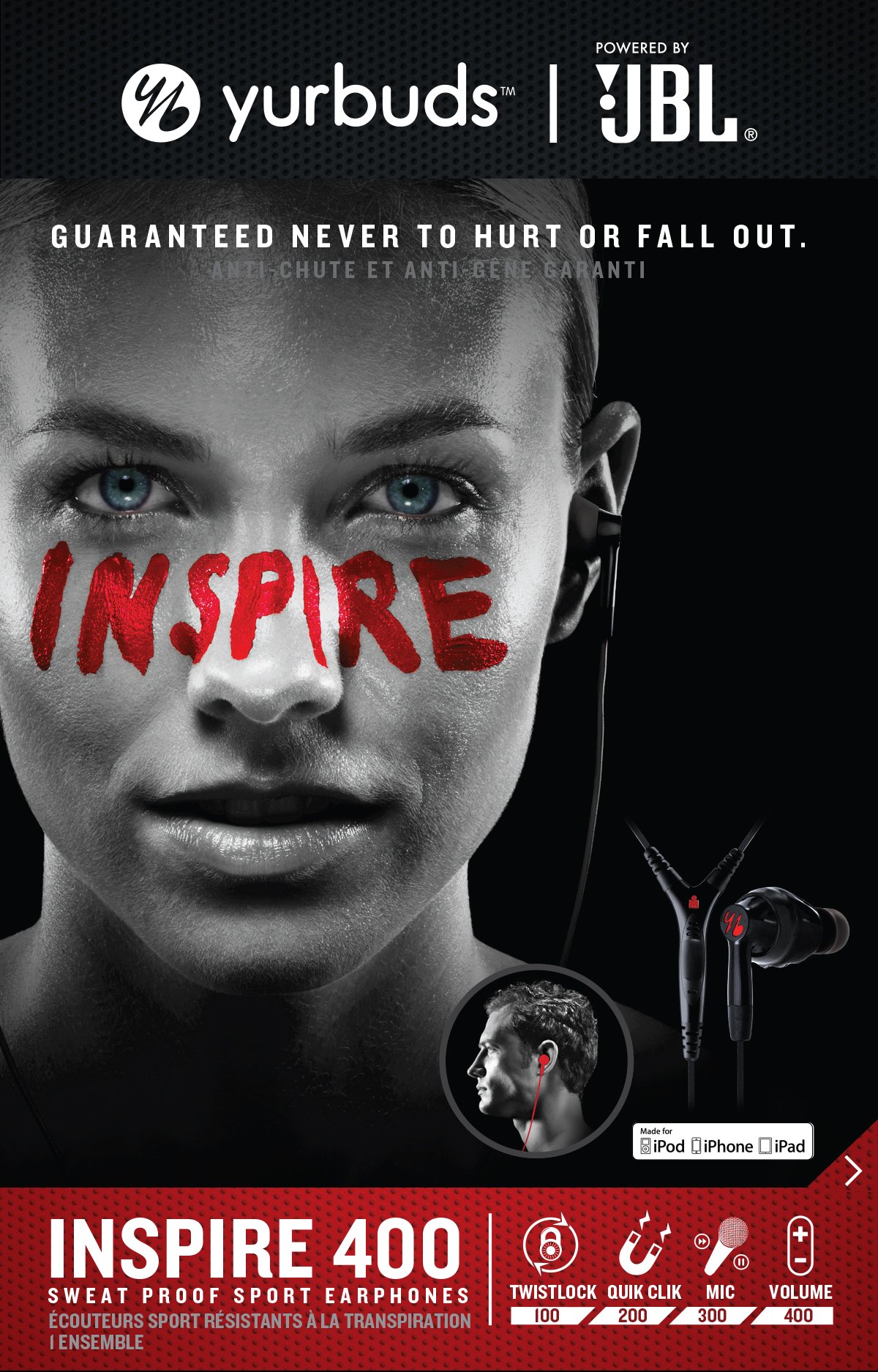 Amazon.co.jp: yurbuds INSPIRE 400 black スポーツイヤホン