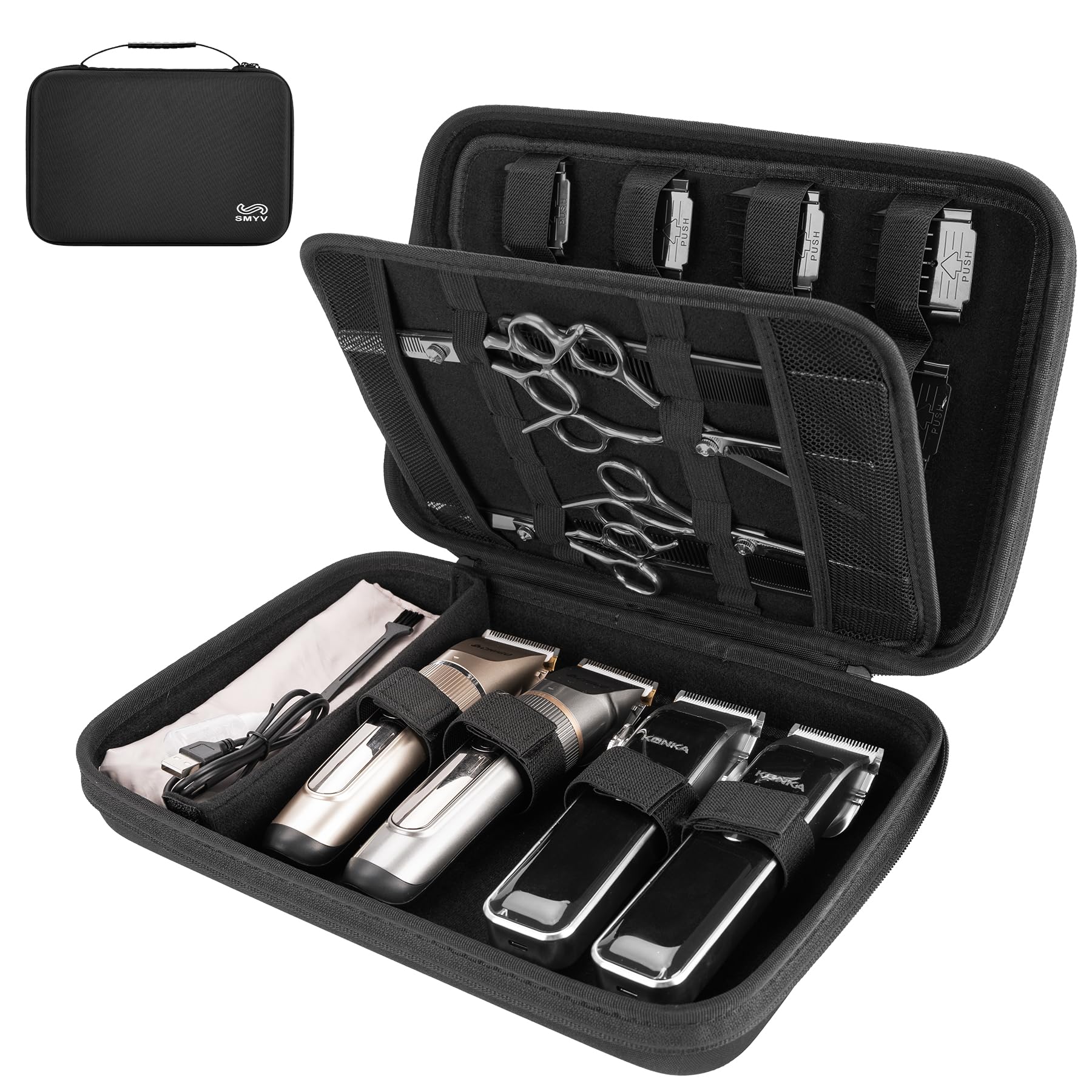 SMYV Barber Case for Barber Accessories, Hair Tools Travel Bag, Black