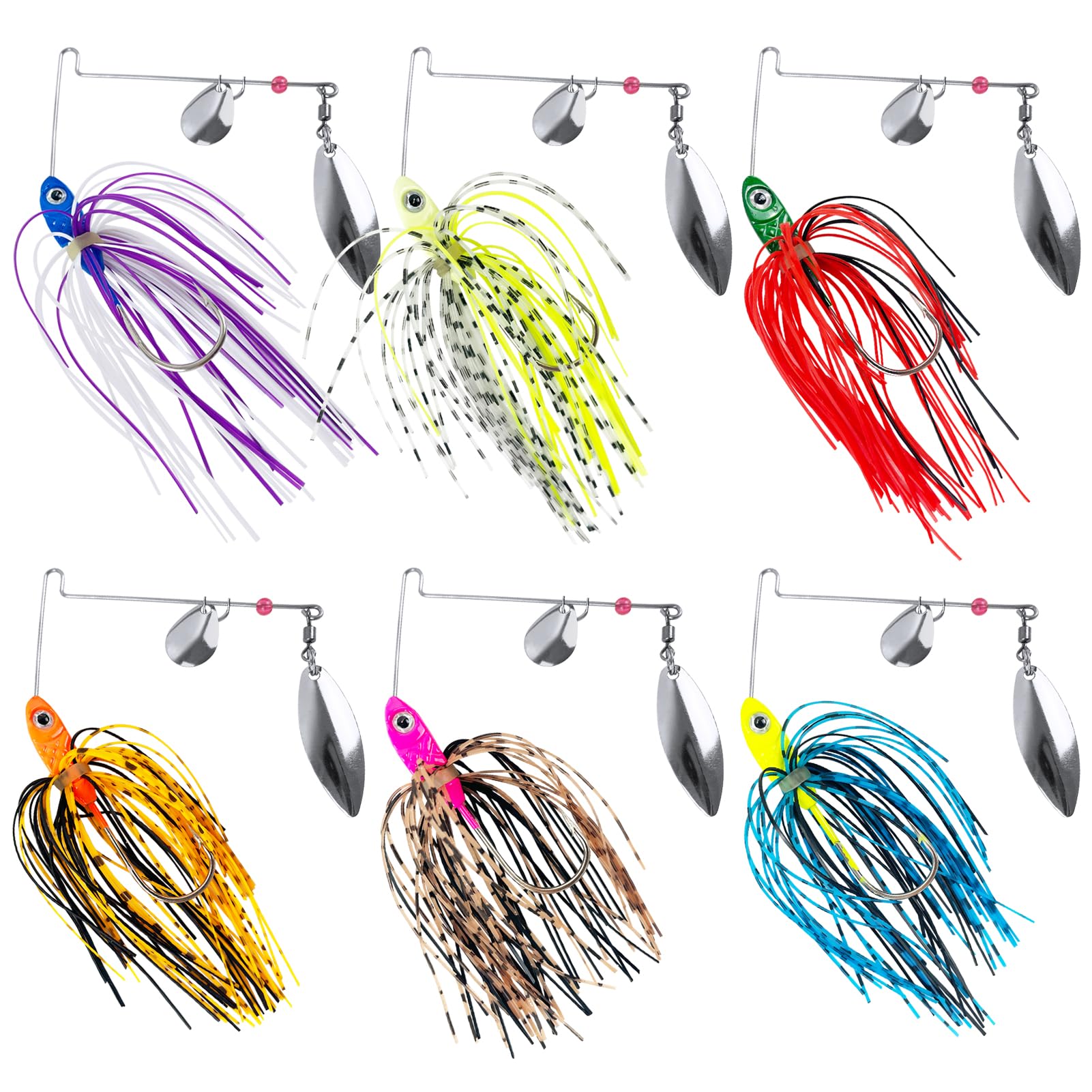 Spinnerbait - Set di 6 esche artificiali Chatterbait per pesca e pesce persico, luccio, trota, luccioperca, salmone