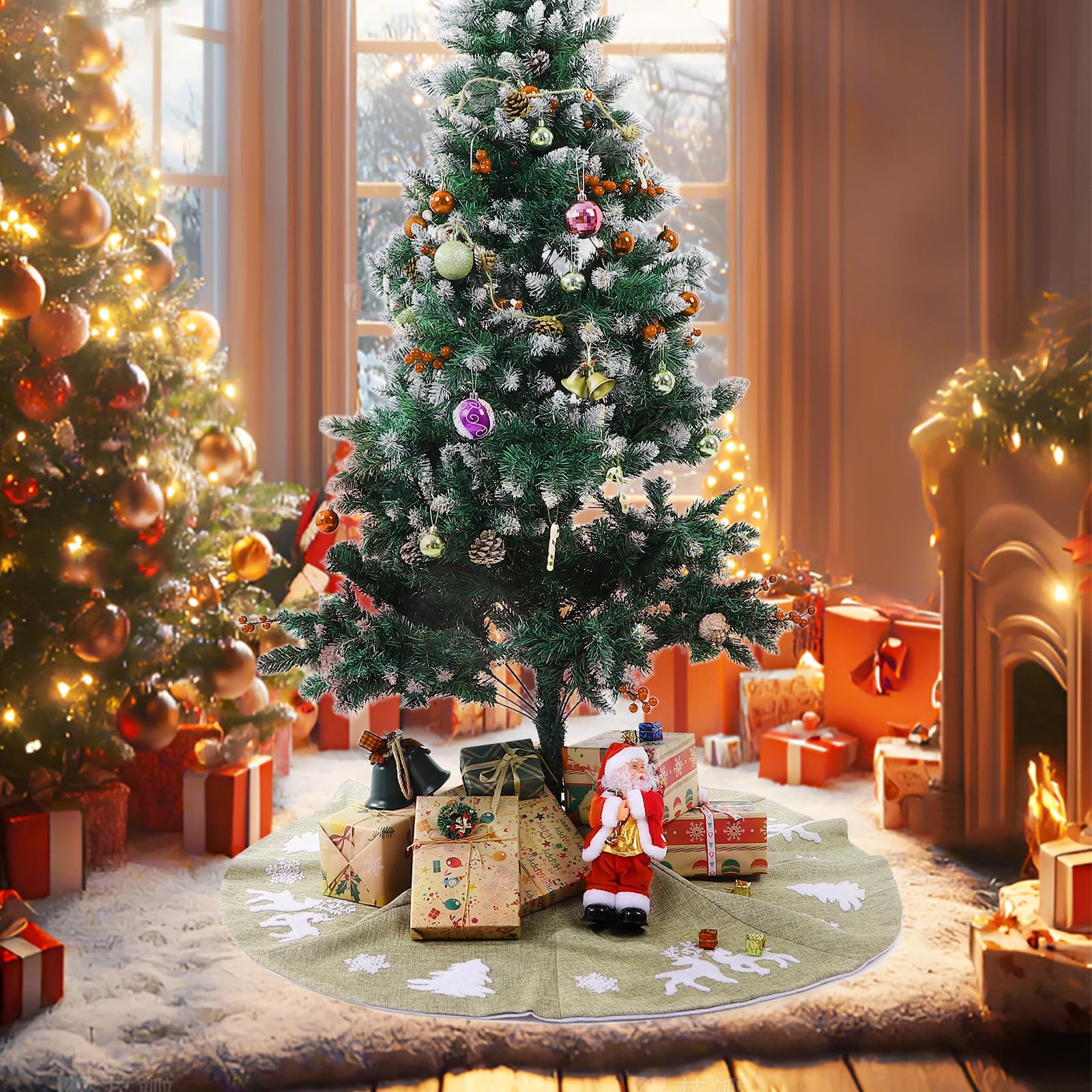 BESPORTBLE Christbaumständer Teppich - Weihnachtsbaum Decke, Baumdecke Baumrock Jute Leinen Weihnachtsbaum Rock Unterlage Tannenbaumdecke Weihnachtsbaum Teppich Christbaum Weihnachtsdeko