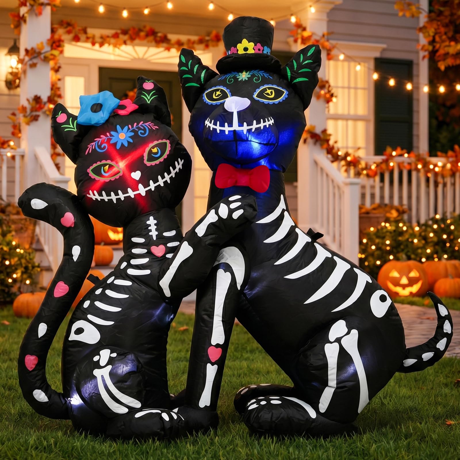 Nadmuchiwane dekoracje na Halloween, Dzień Zmarłych, na Halloween, nadmuchiwane, dekoracje na zewnątrz, z wbudowanymi światłami LED, na podwórko, trawnik, ogród, imprezę
