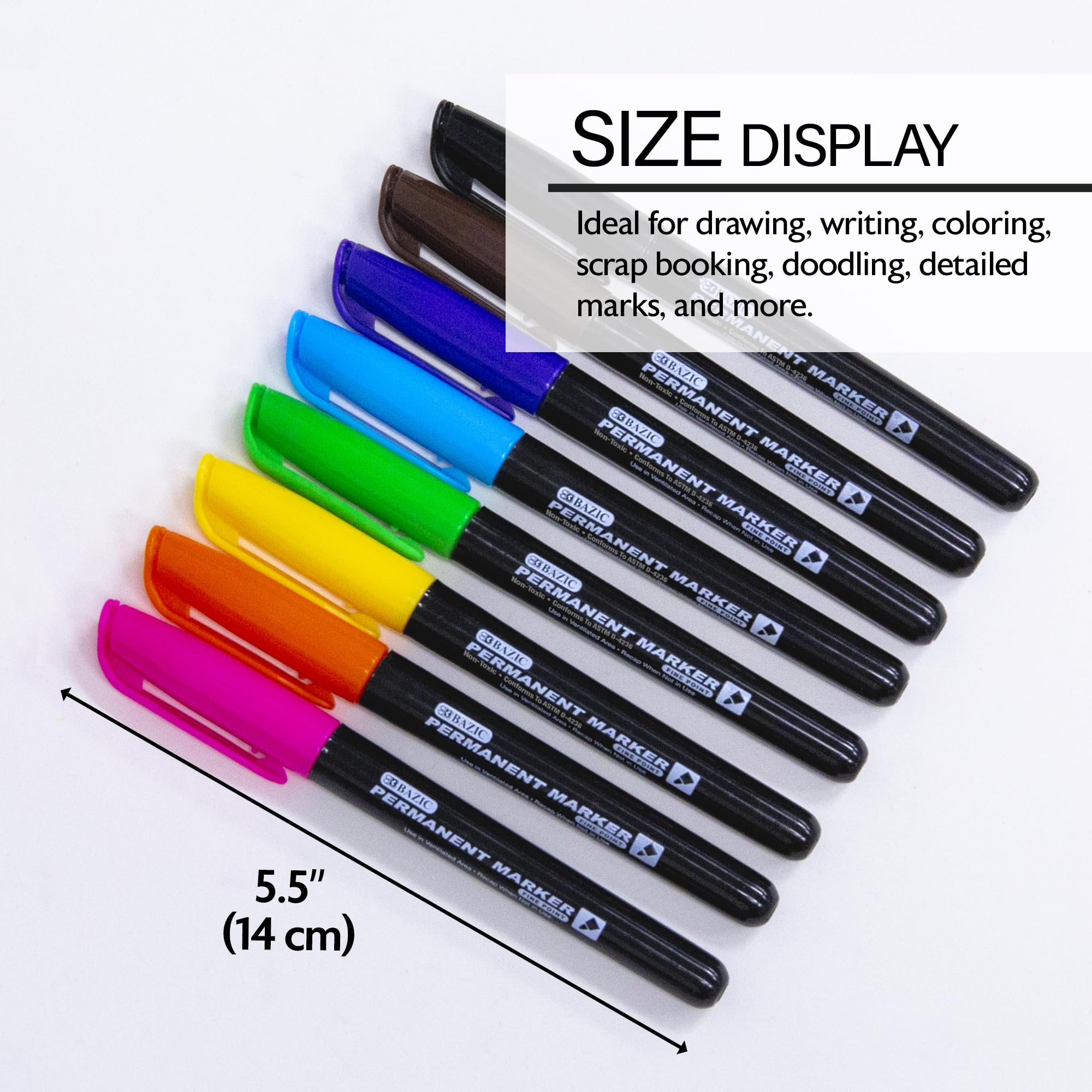 Bazic Fancy Couleurs Pointe fine marqueurs permanents W/clip de poche (8/Lot)