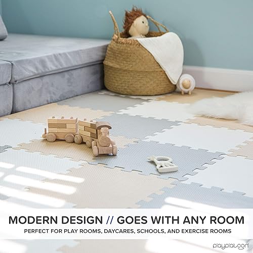 Miniatura 5 de Tapete de espuma no tóxica, cómodo, extra grueso, acolchado para ejercicio y juego para niños pequeños, niños y adultos, 36 azulejos (12 x 12