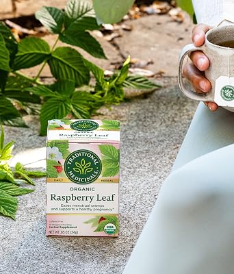 Traditional Medicinals Organic Raspberry Leaf Herbal Tea, Eases Menstrual Cramps & Supports Healthy Pregnancy, (Pack of 1) - 16 Tea Bags