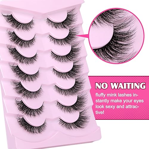 Miniatura 5 de Pestañas postizas naturales con banda transparente, pestañas de visón, pestañas esponjosas de ojo de gato, paquete de extensiones de pestañas