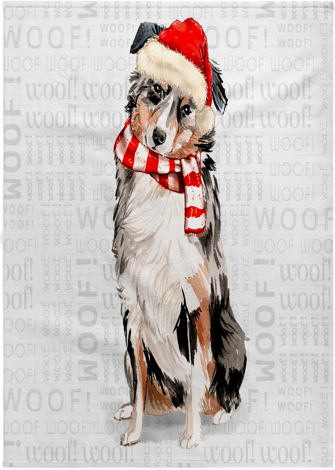 3dRose Cute Australian Shepherd Dog in a Red Santa Hat and Christmas Scarf 22x30 Bath Hand Pool Towel