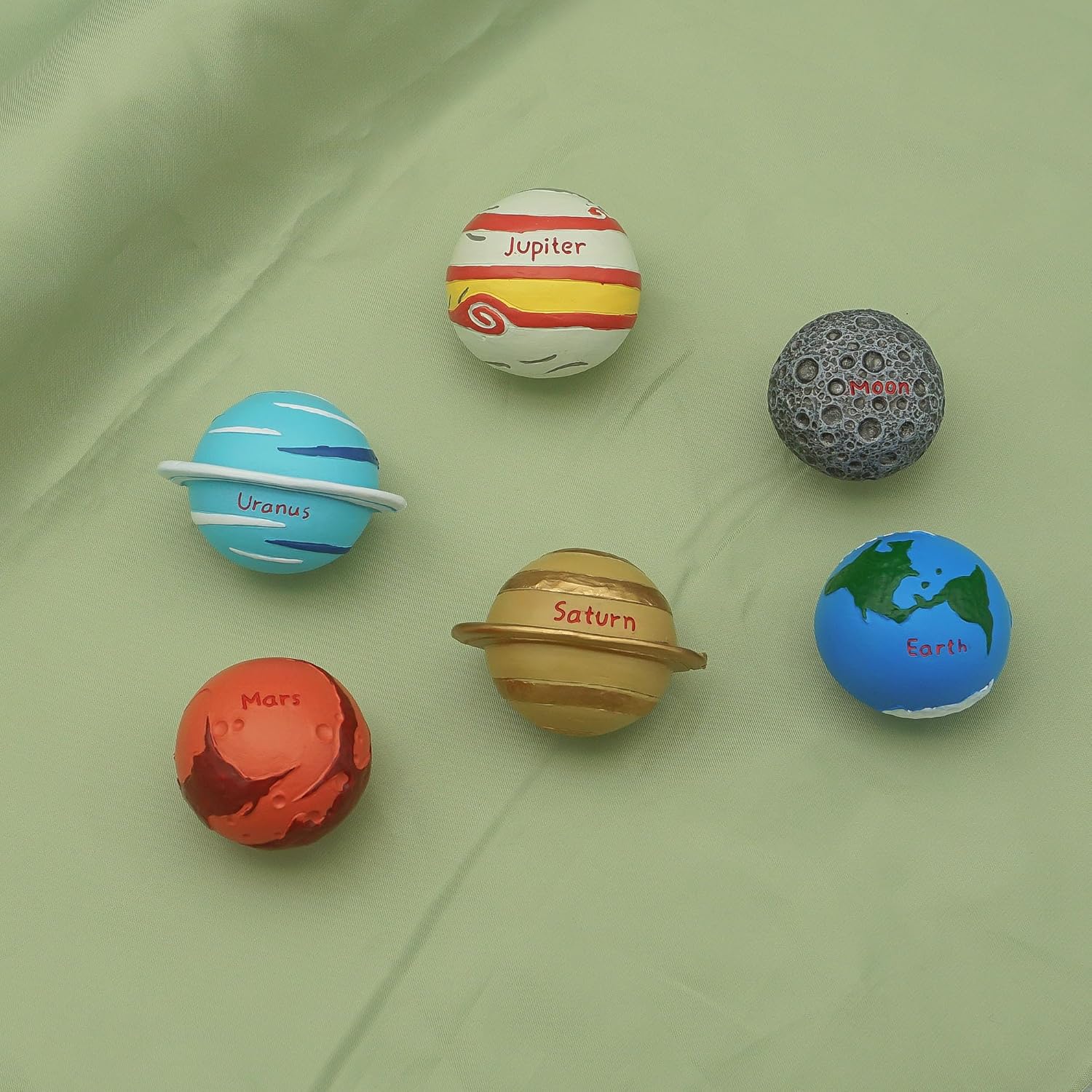 6 Pieces Planets Dresser Knobs Star Cabinet Knob Cute Planet Drawer Pulls Handle for Child's Space Theme Deco (6)