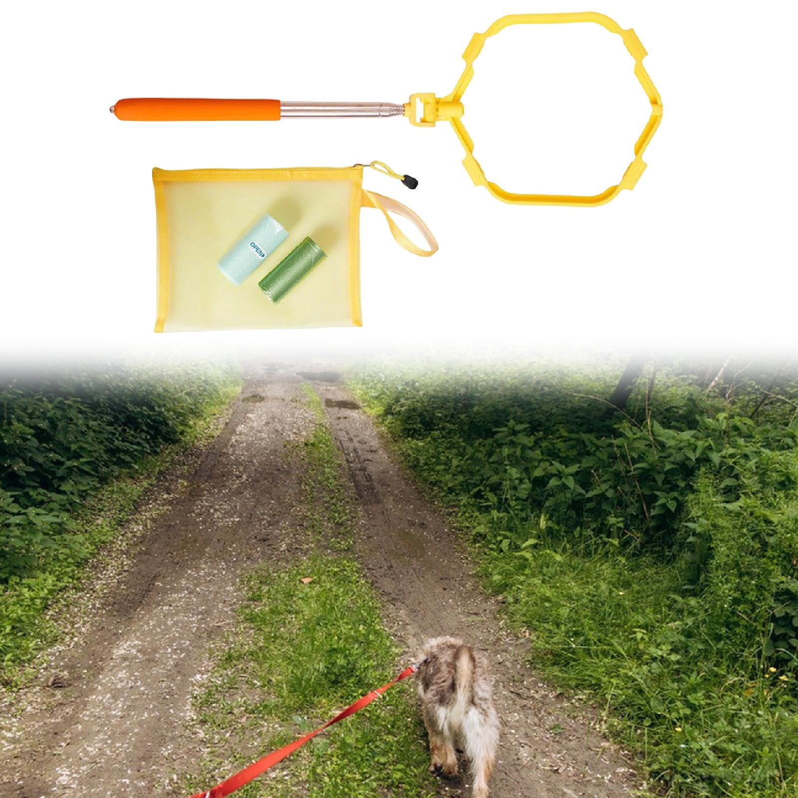 2 Rotoli Raccogli-Escrementi di Cane con Manico Pieghevole, Paletta Portatile per Escrementi di Cane E Sacchetto per Riporre Escrementi, Realizzat