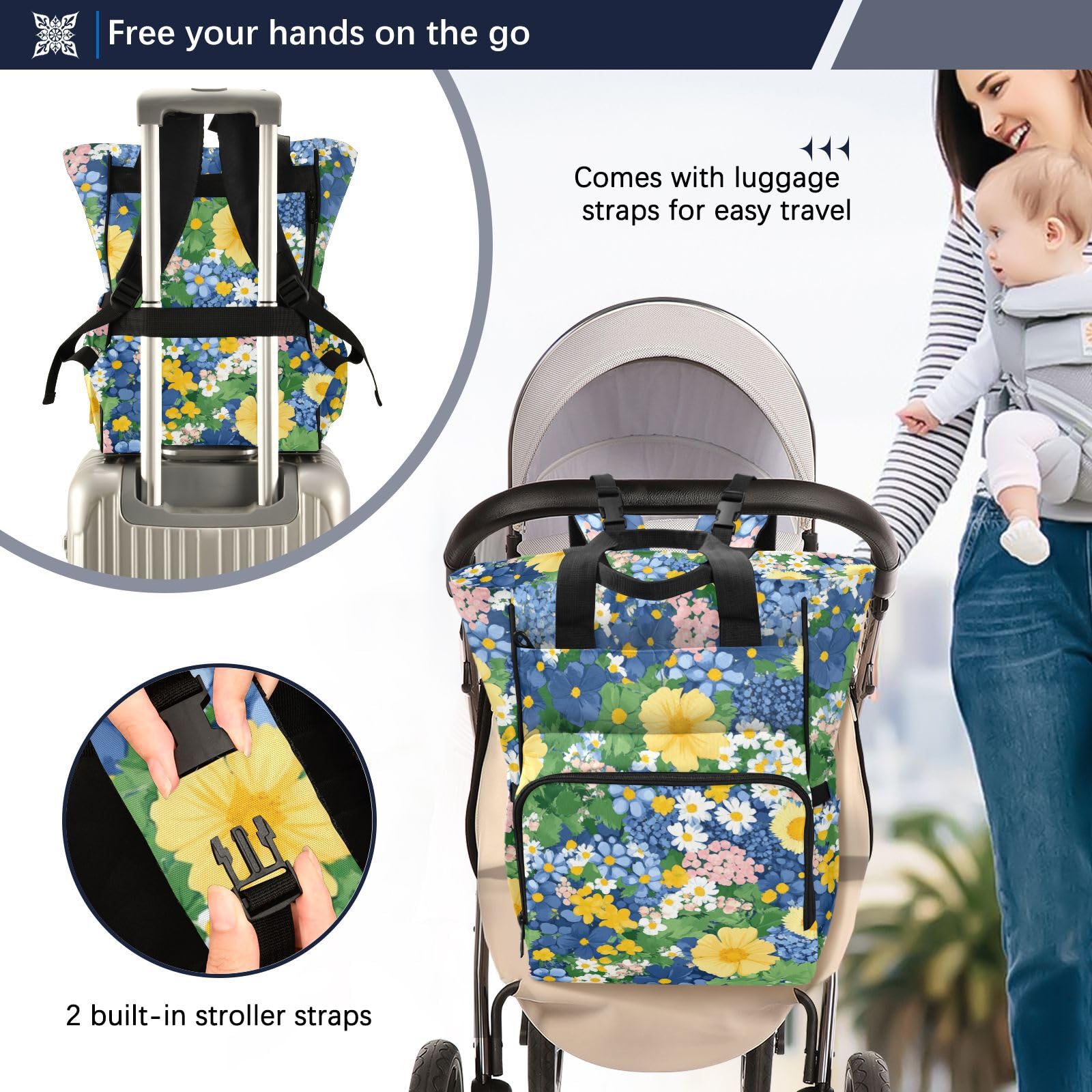 Zaino da viaggio per neonata/ragazzo bellezza fiori primaverili