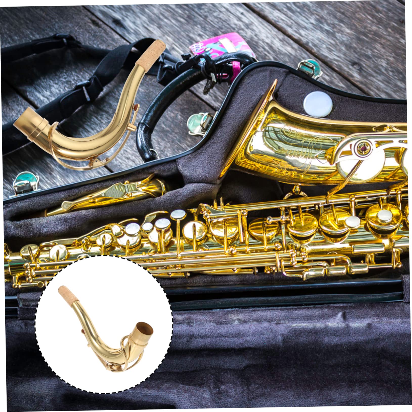 Collo Curvo per Sassofono 1 Pezzo in Ottone Oro, Ricambio | Tubo di Cambio Suono, Accessorio per Strumenti Musicali, Regolazione Pratica per Professionisti e Amatori