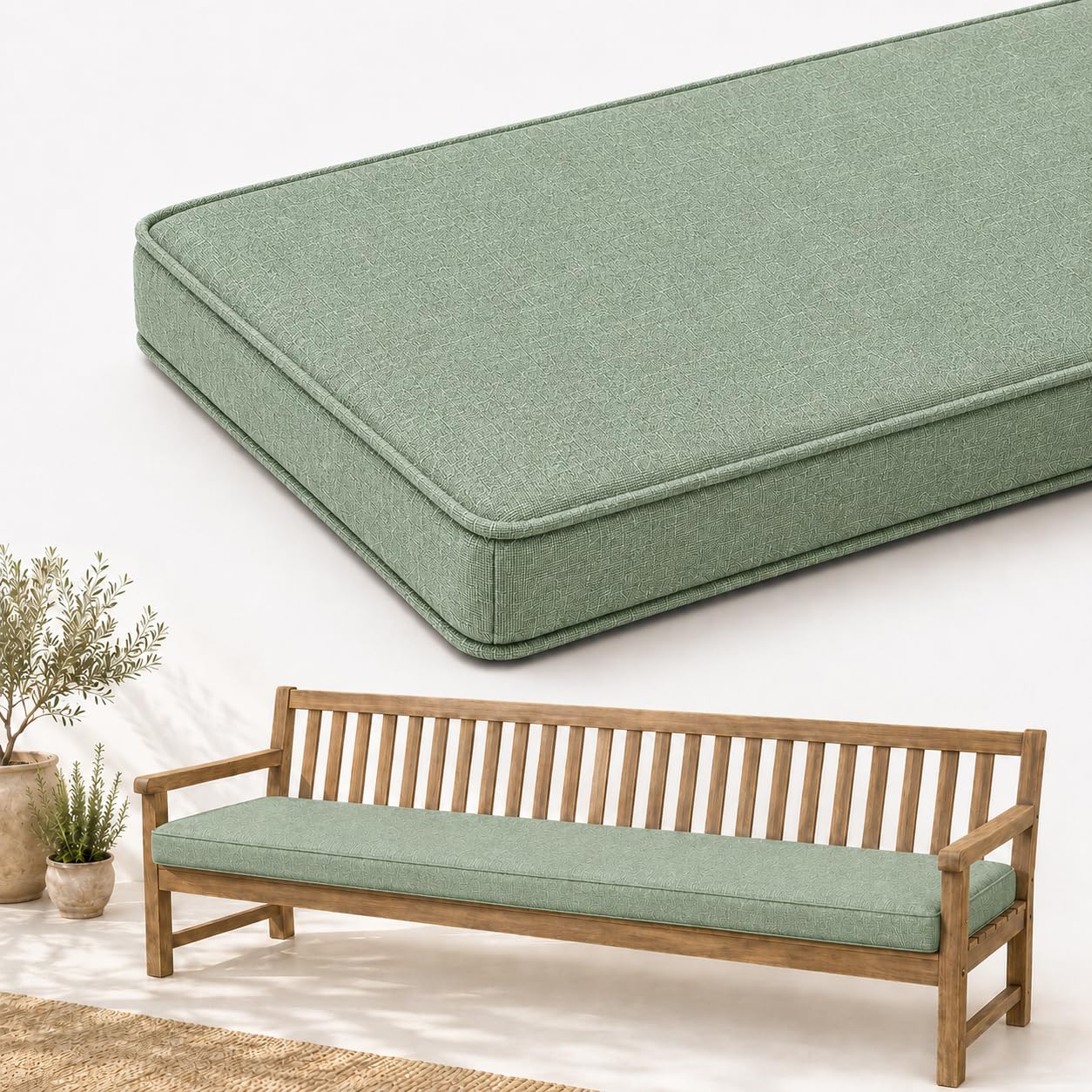 AZMAHT Linen Bench Cushion Indoor - Comfort Seat Pad for Dining Bench Window