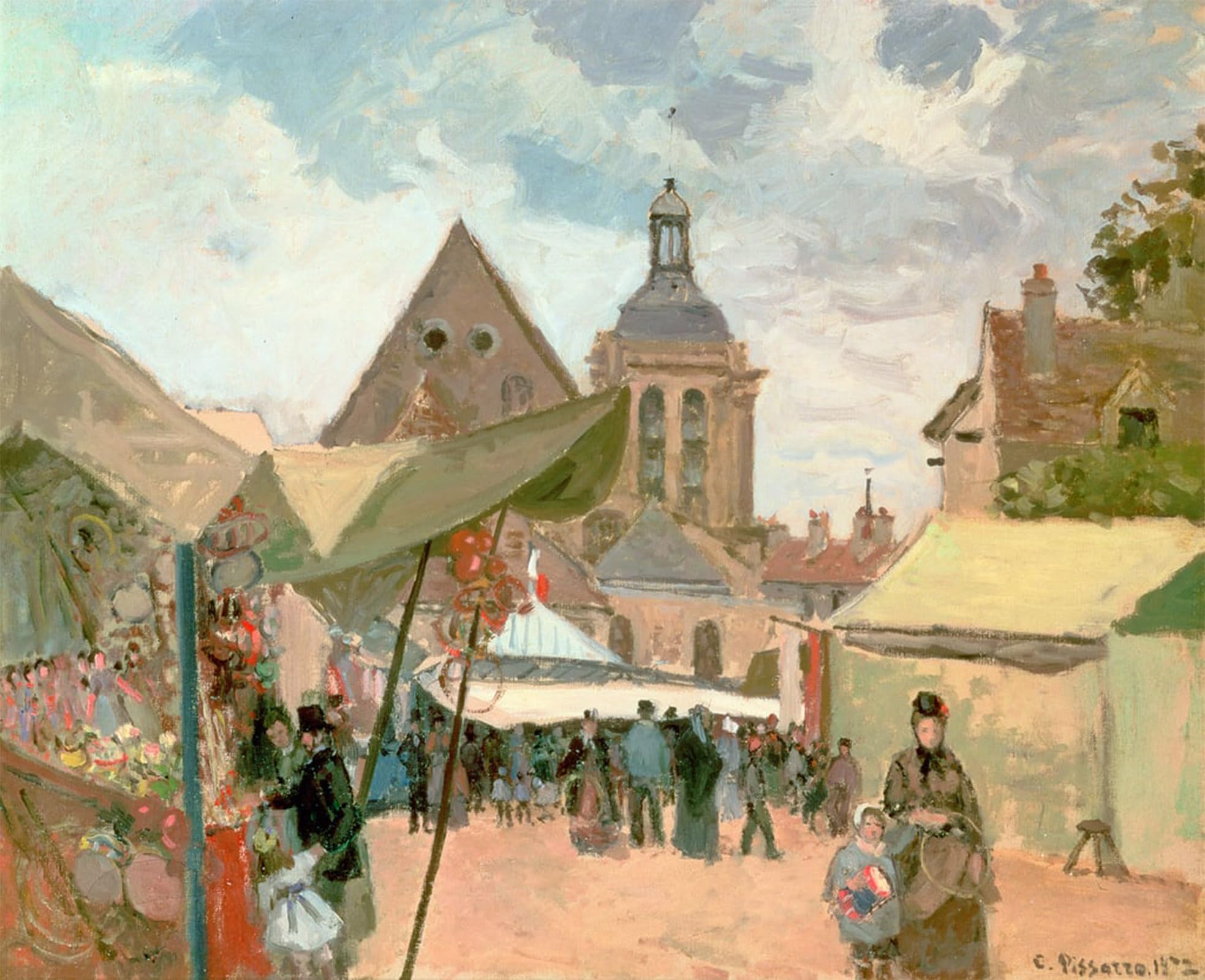POSTERIIk Vintage Print Pop Art Landscape Artwork September Fete Pontoise by Camille Jacob Pissarro Art Prints for Office Home Decor 60x90cm