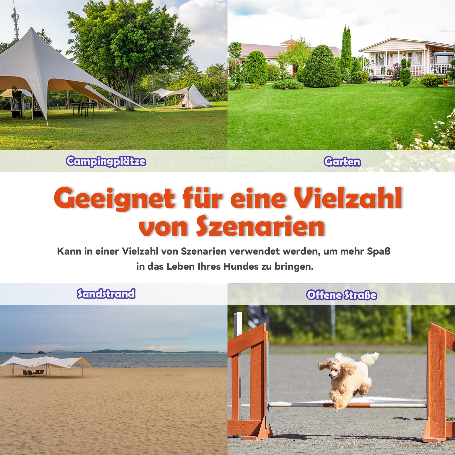 UISEBRT Hunde Agility Set, 4er Slalom Stangen Hürdenset für Haustiere, PVC Hundetrainings-Set mit Tragetasche, Höheinstellbar 104x70x101cm, Weiß