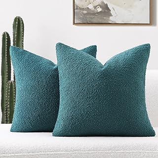 FUTEI Pack of 2 Teal Green Decorative Throw Pillow Covers 18x18 Inch Sof...