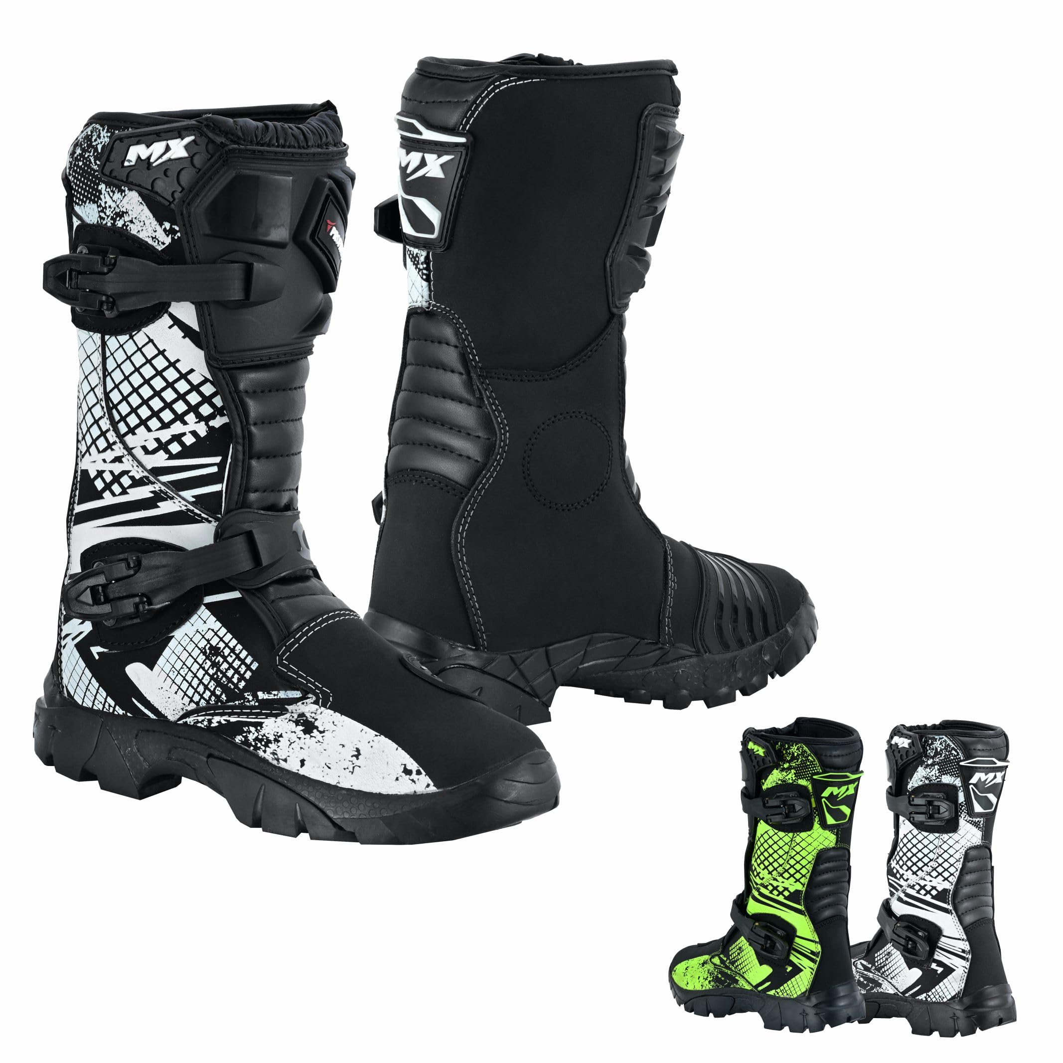 PROFIRST Motorcycle kids boots Motorbike Waterproof shoes Motorcross Dirt Blike Riding Biker Boots for kids (White, USA5)