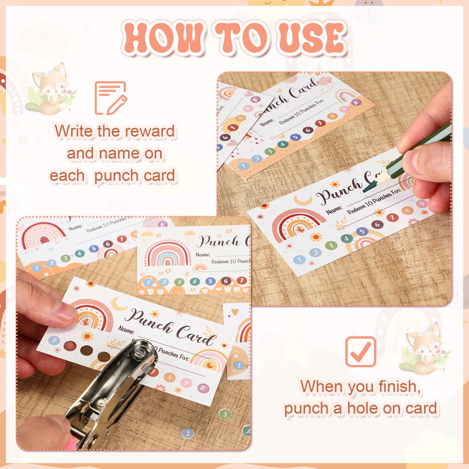 Snapklik.com : Fumete 400 Pcs Punch Cards For Classroom Reward Cards ...