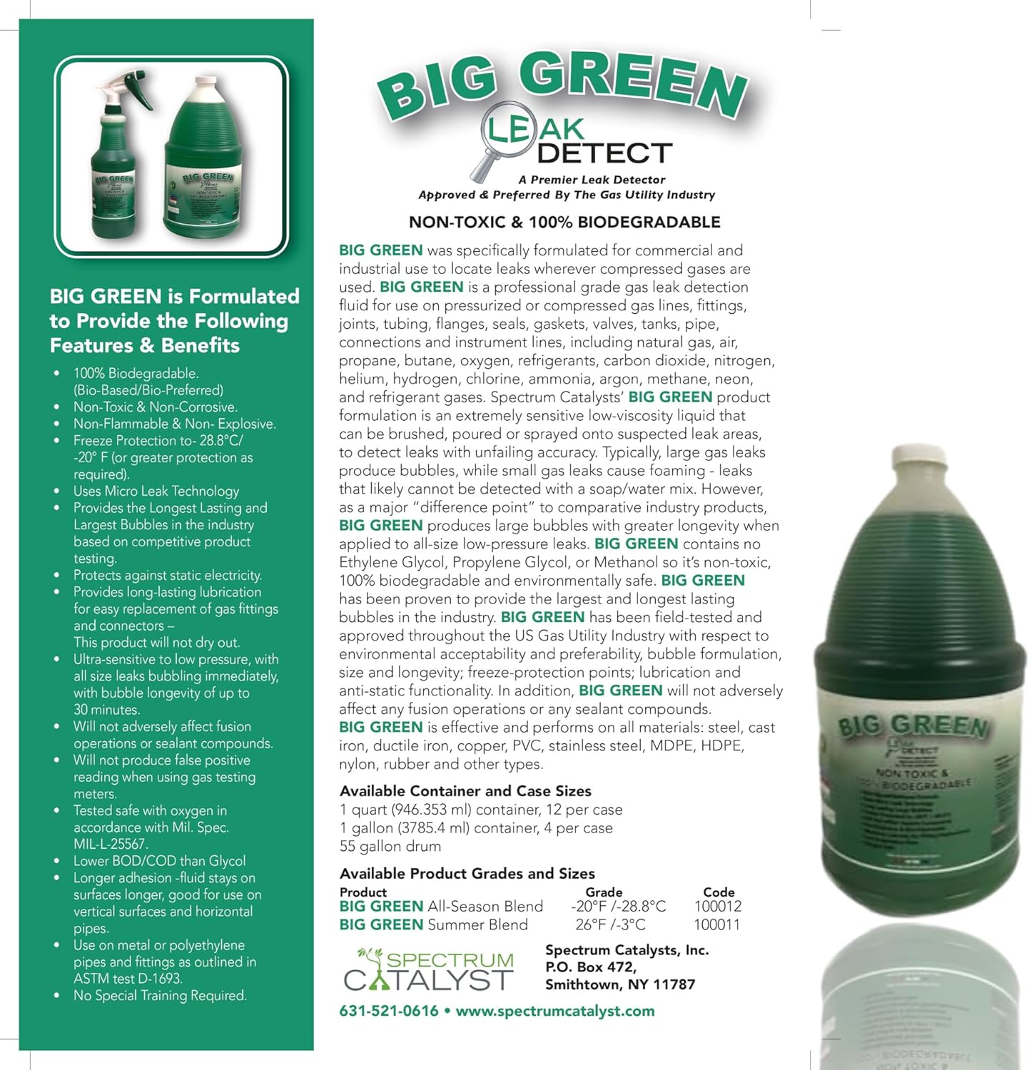 Big Green Leak Detect | Cutting-Edge Advanced Micro Leak Detection Solution for Precision Safety | Eco-Friendly Performance & Trusted Reliability | Environmentally Conscious & Biodegradable Formula