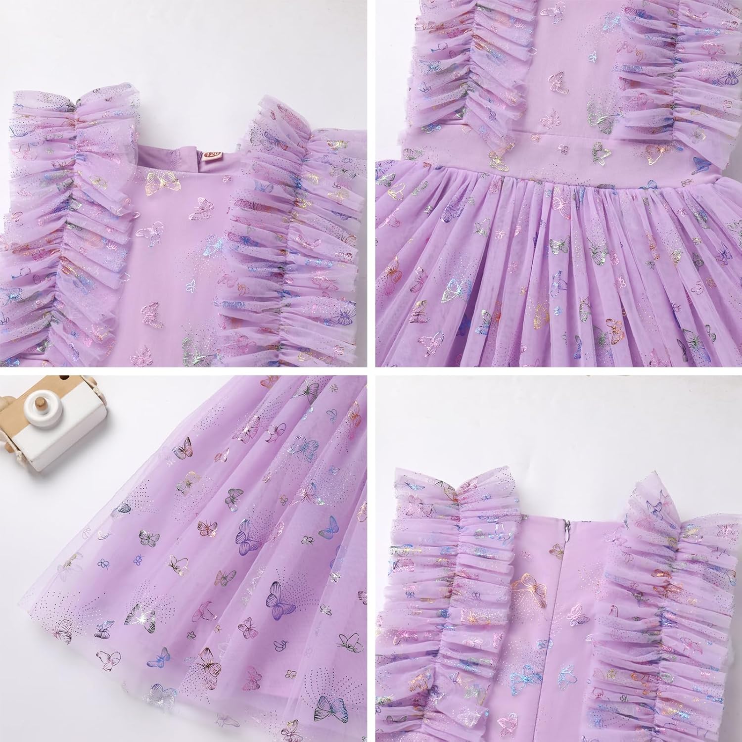 Girls Birthday Party Dress Ruffle Sleeve Sequin Dots Floral Tulle Princess Wedding Pageant Formal Bance Gown