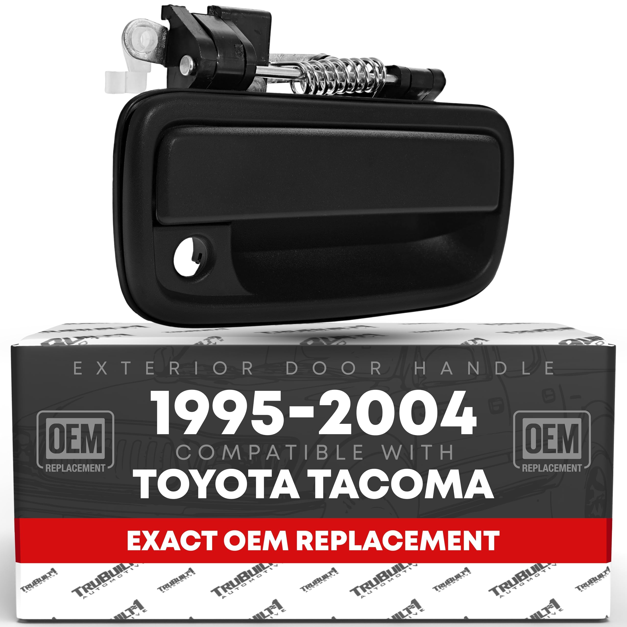 Exterior Front Passenger Door Handle Replacement - Compatible with 1995-2004 Toyota Tacoma - Textured Black with Keyhole - OEM 69210-35020, 91318, 79345, TO1311117