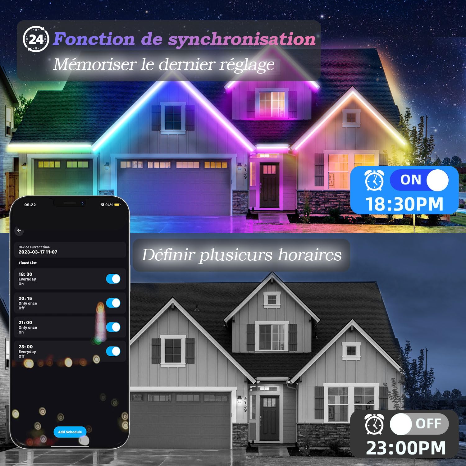 Lichaser RGB+IC Ruban LED Exterieur Etanche DIY IP67, Suivi, Segmentation de Bandes LED avec Application BT et Télécommande RF pour une Utilisation en Extérieur (40m)