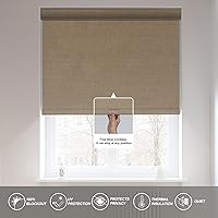 Vista 5 de Boolegon - Persianas opacas enrollables para ventanas, inalámbricas, tela de lino con aislamiento térmico, protección contra rayos ultravioleta