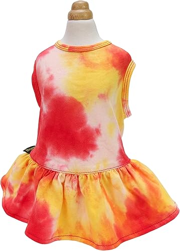 Miniatura 3 de Fitwarm Paquete de 2 vestidos de perro con teñido anudado, ropa de verano para perros pequeños, traje de gato y mascotas, 100% algodón transpirable,