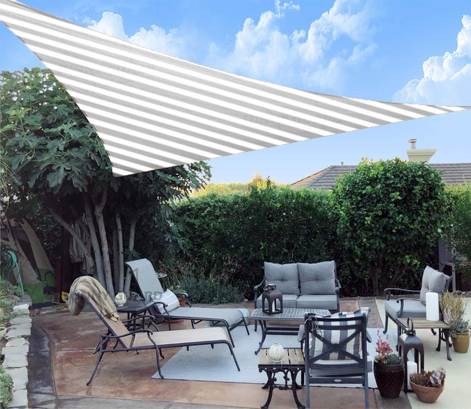 SUNNY GUARD Sun Shade Sail 10'x10'x10' Triangle Grey-White UV Block Sunshade for Backyard Yard Deck Patio Garden Outdoor Activities and Facility(We Make Custom Size)
