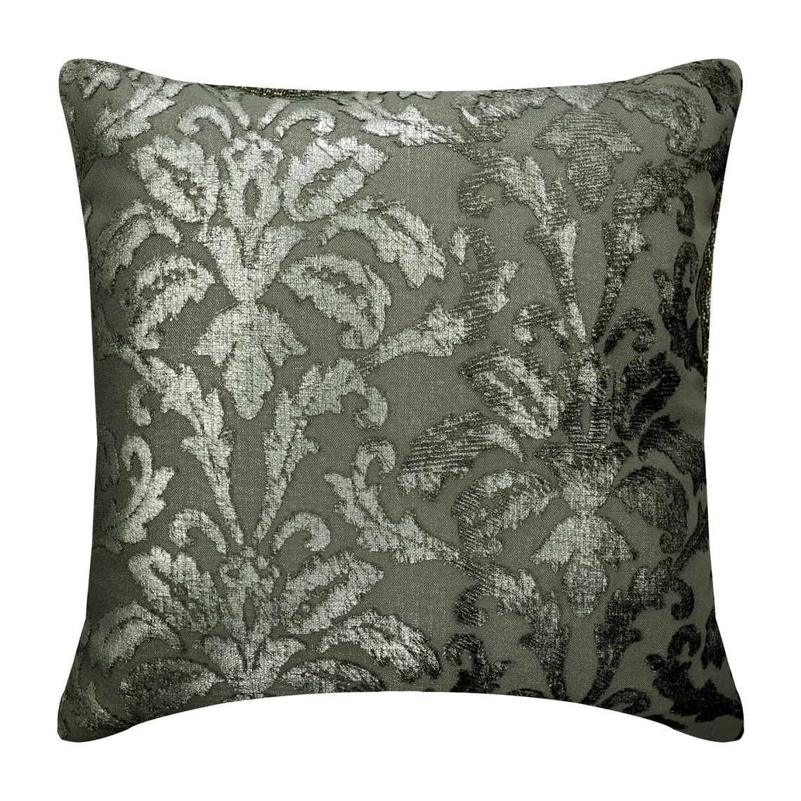 The HomeCentric Silver 26"x26" (Pack of 2, 65x65 cm (26"x26") Cushioncase With Zipper, Linen Damask & Silver Foil Cushion Cover Couch, Damask Pattern Victorian Style - Damask Glitterati — image 1