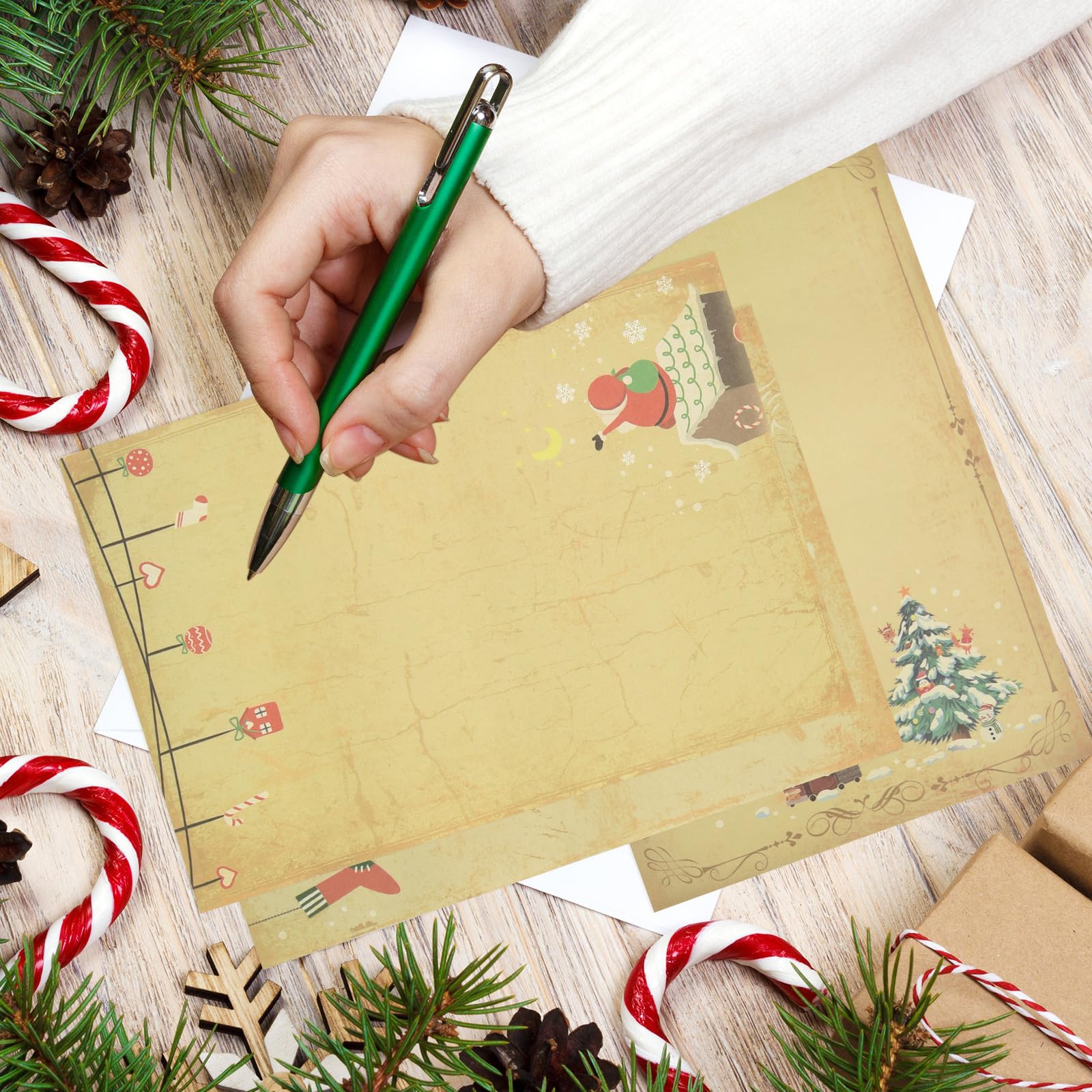 Papelería papel de escritura de invierno membrete de Navidad, papel de papelería vintage para manualidades, invitaciones, mapas, 8.2 x 5.7 pulgadas (120)