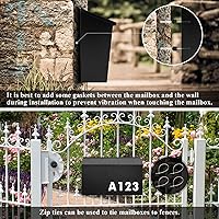 Vista 5 de Dalmbox Wall-Mount Mailbox Large Mailbox for Post Rust-Proof Galvanized Steel Box for Outside or Townhouse Horizontal Style, Black, 15.7” x 4.3” x